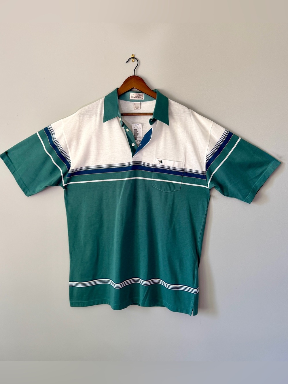 Arnold Palmer NWT Vintage Colorblock Striped Polo XL Teal